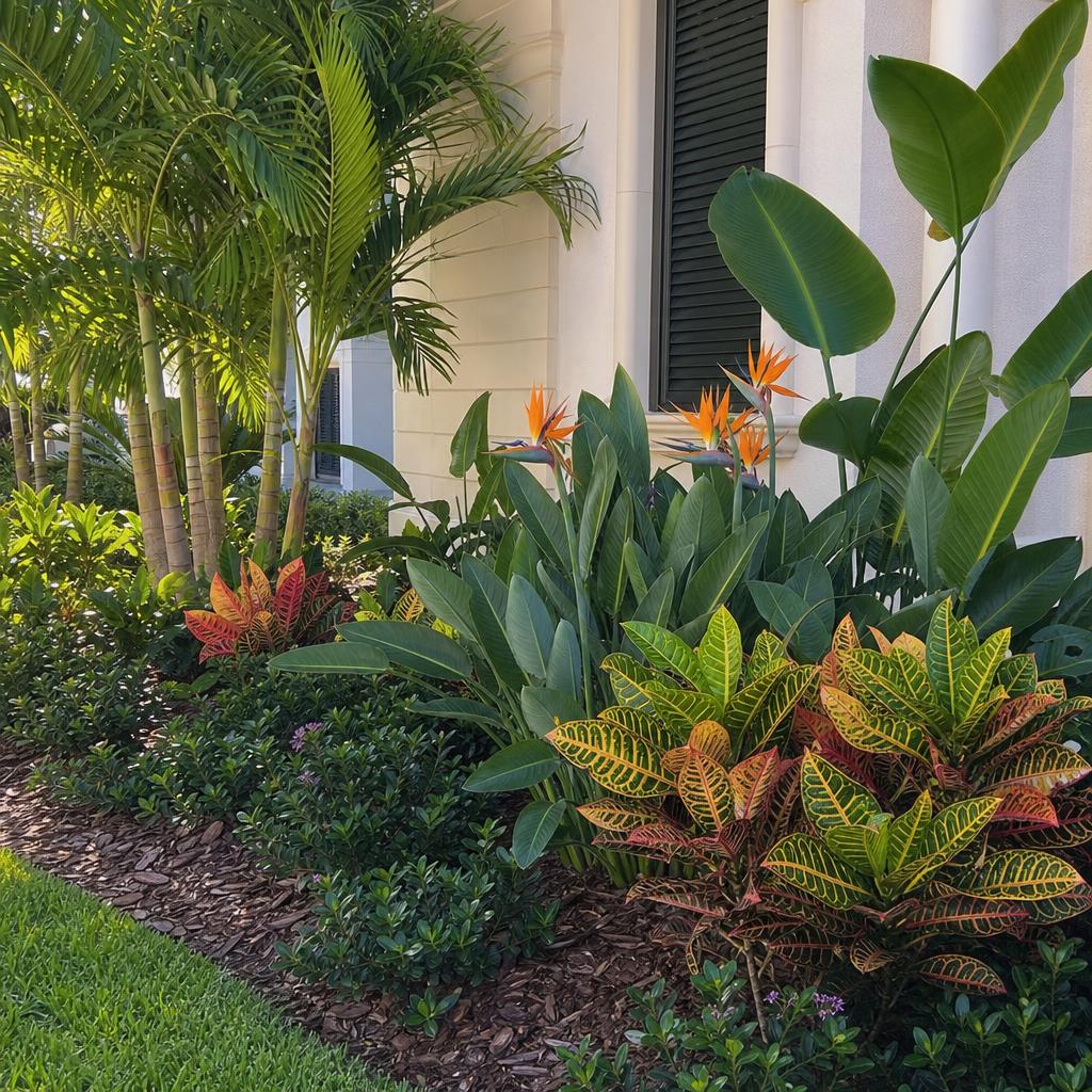 Tropical planting bed installed at a Central Florida home